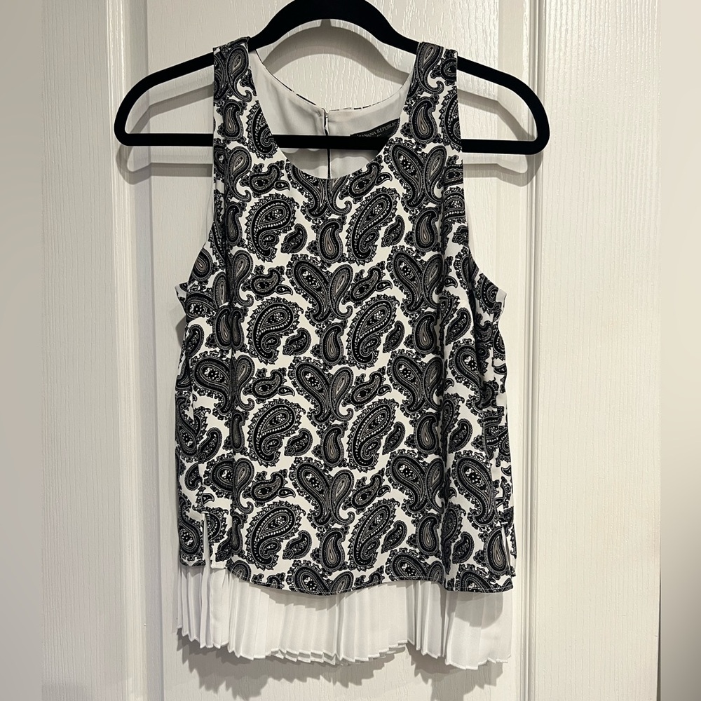 Banana Republic Black and White Asymmetrical Pleated Tank Top